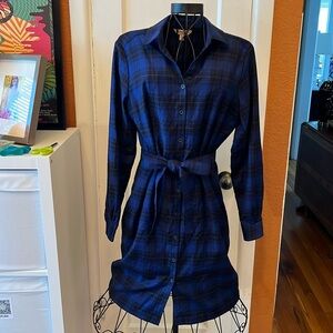 Brooks Brothers Women's Blue Tartan Shirt Dress-Sz 8